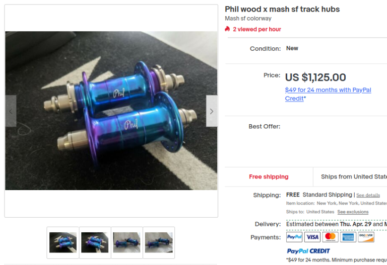 Phil Wood x Mash SF Track Hubs Ebay