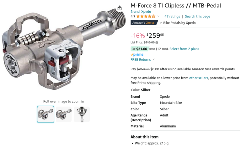 XPedo M-Force 8 TI Pedals