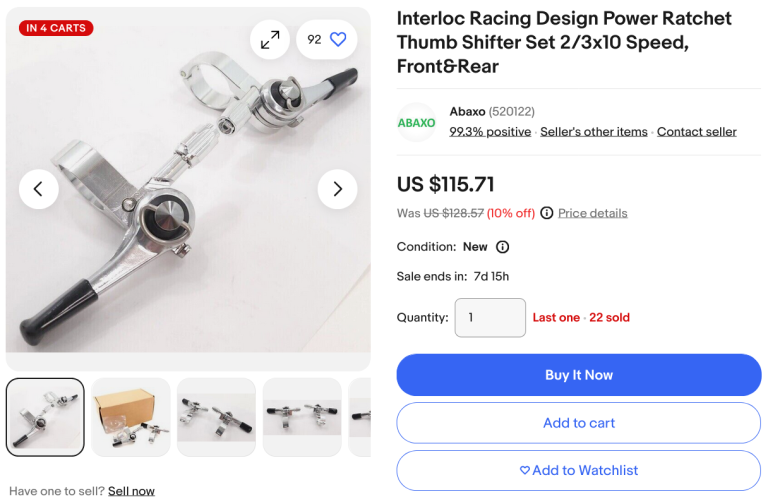 Interloc Racing Design Power Ratchet Thumb Shifter Set 2/3x10 Speed, Front&Rear